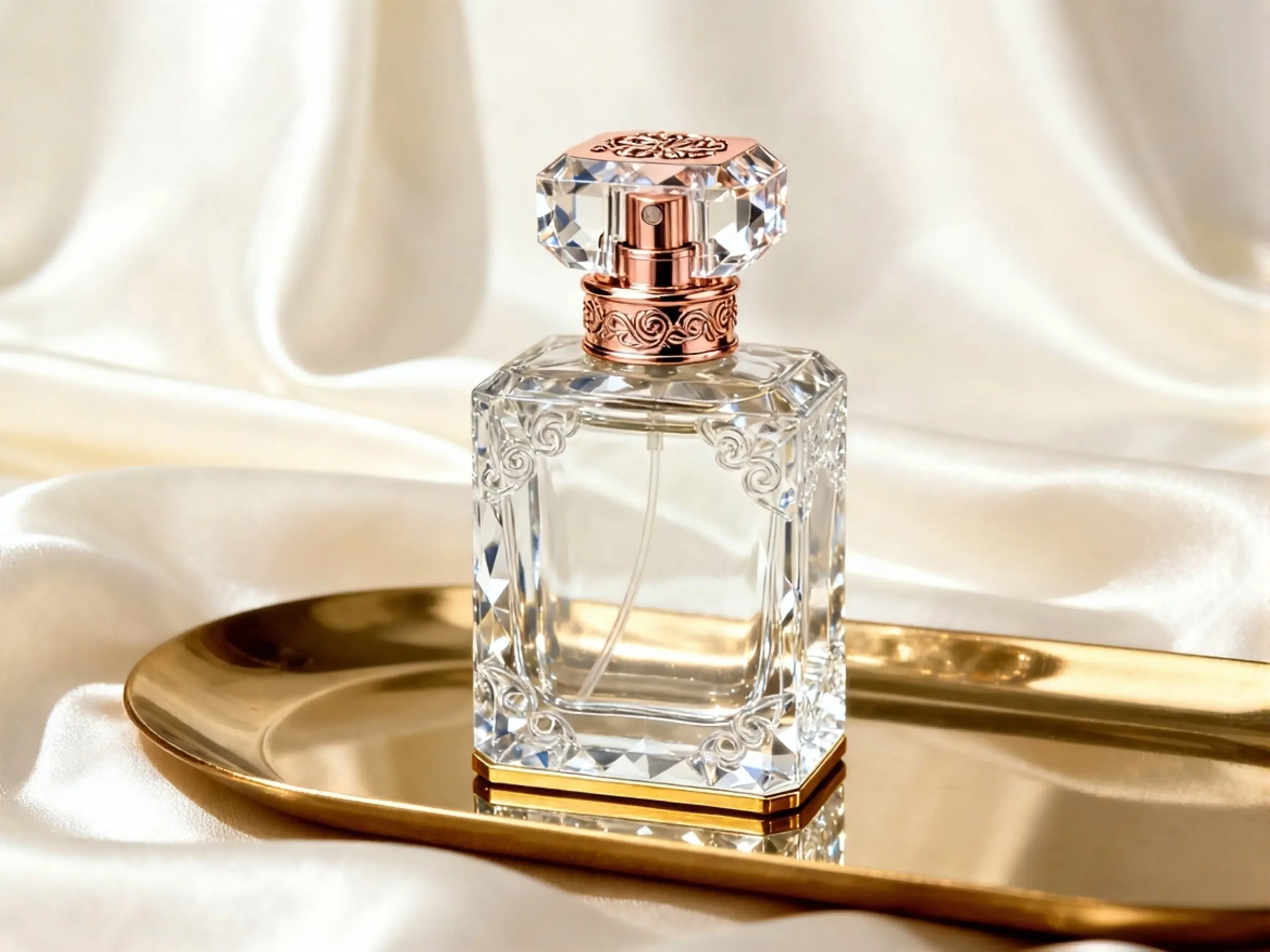 Botella de perfume sin nombre de marca tras edición con IA