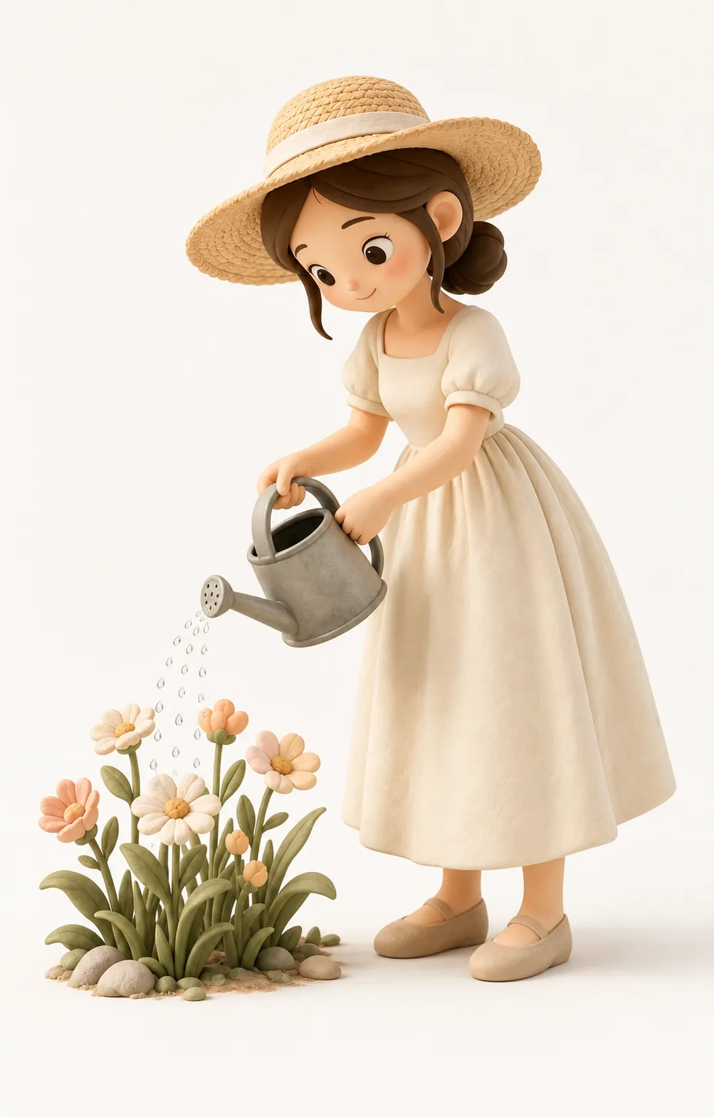 Girl watering flowers