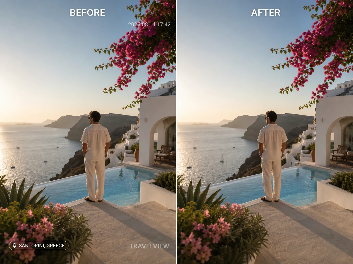 Travel photo with a corner watermark before removal