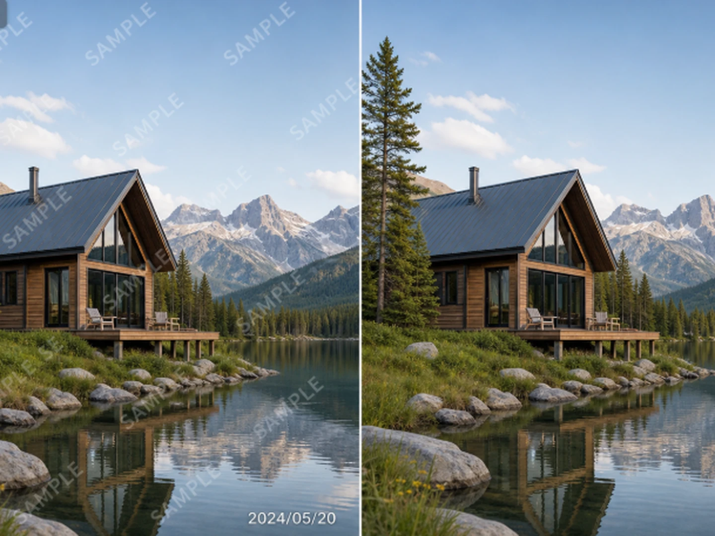 Text watermarks displayed across a photo before cleanup