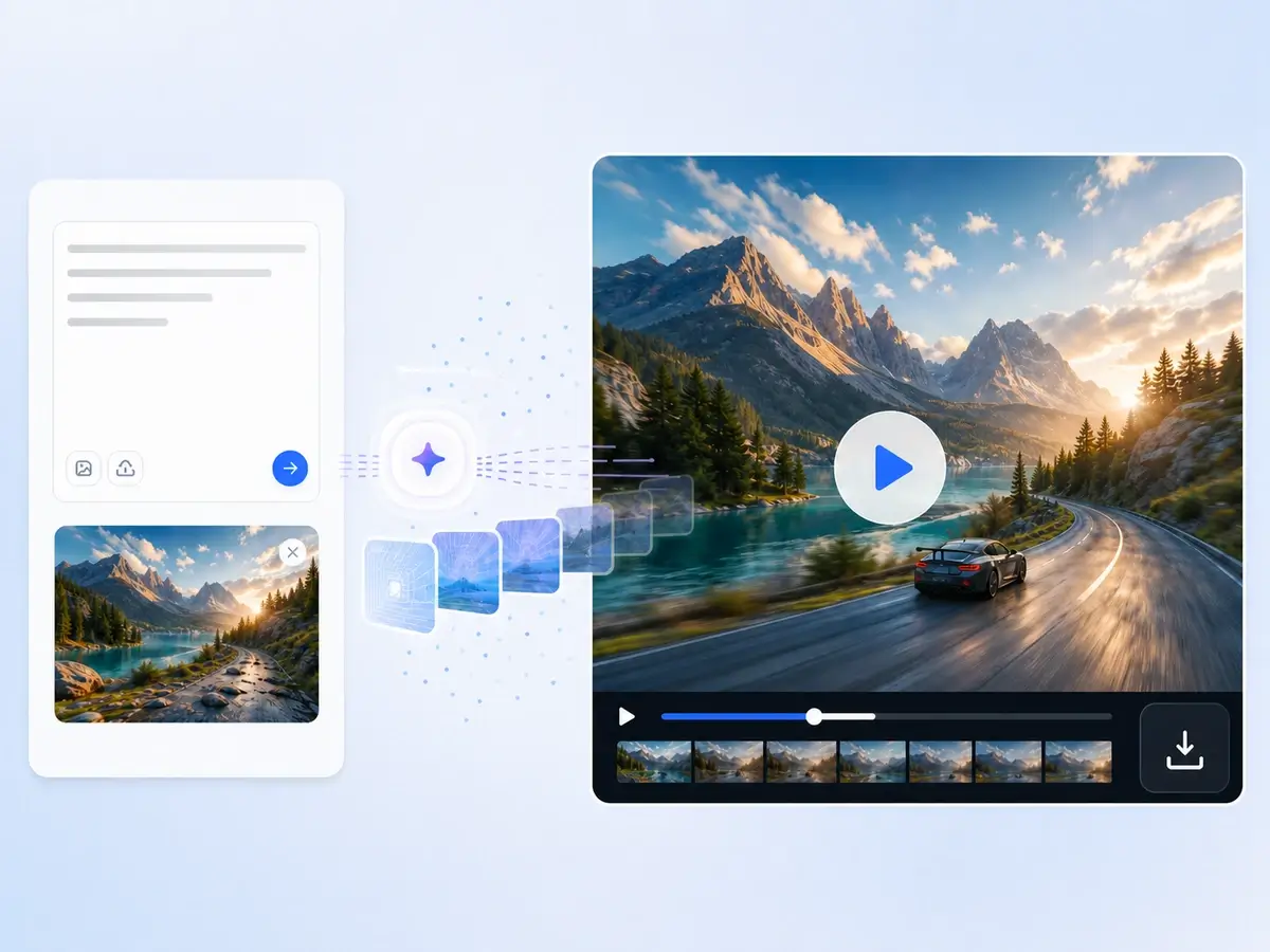 Create AI video workflow with prompt upload processing and download
