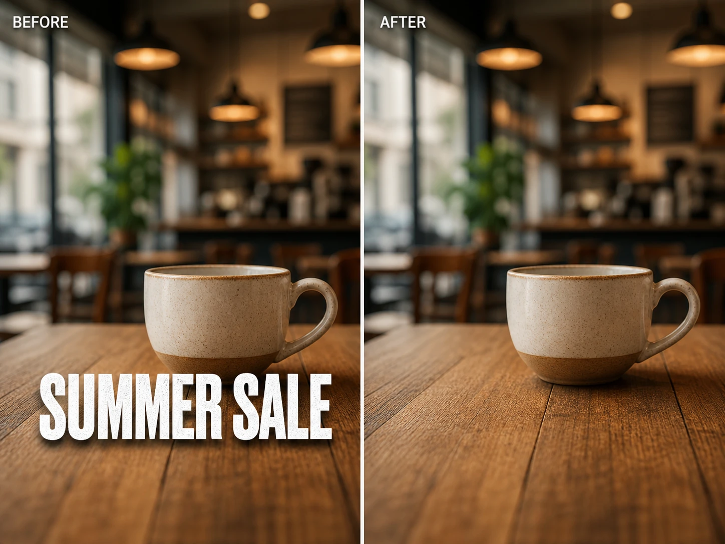 Before and after removing campaign graphics from a marketing video